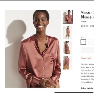 NWOT Vince rosewood collarless blouse